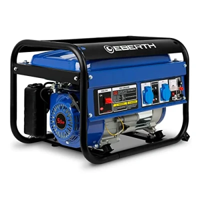 Afbeelding van EBERTH 2200 watt noodaggregaat met 5,5 PK benzinemotor, 4 takt, luchtgekoeld, 2x 230V, 1x 12V, trekkoordstart, automatische spanningsregelaar AVR, olietekortbeveiliging, voltmeter