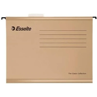 Afbeelding van Esselte 93291 Classic Ophangmap, versterkte foolscap, gerecycled kraftkarton, kijkvenster van transparante kunststof, natuurlijk, doos met 50 stuks