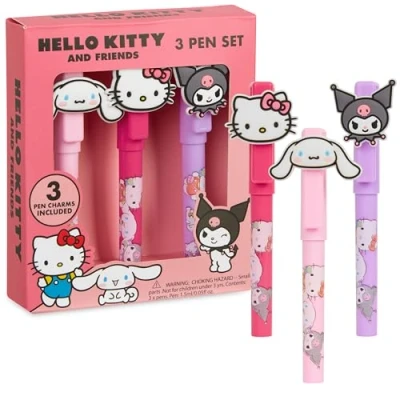 Afbeelding van Hello Kitty Balpennen 3 stuks schrijfpen set met karaktertoppers, schattige briefpapier benodigdheden anime geschenken