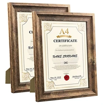 Afbeelding van PETAFLOP 2 stuks fotolijsten A4 21x29,7 cm in landelijke stijl voor document oorkonde en certificaat