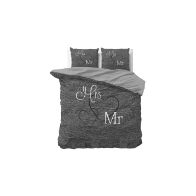 Afbeelding van Dekbedovertrek Dreamhouse Mr and Mrs Anthracite Katoen 200 x / 220 cm 2 Persoons