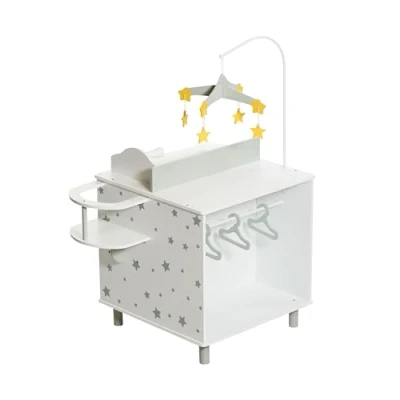 Afbeelding van Bayer Chic 2000 525 95 poppenverschoonstation, multifunctionele poppenluiertafel, sterretjes grijs