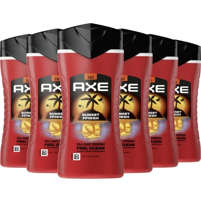 Afbeelding van 6x Axe 3 in 1 Douchegel Sunset Fresh 250 ml
