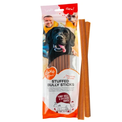 Afbeelding van Duvoplus Hondensnack Hond Chew! Gevulde Bully Sticks 25,4cm 4pcs 208g Bruin 4st
