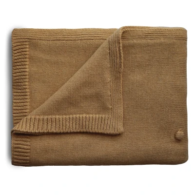 Afbeelding van Mushie Babydeken Dots Mustard Melange