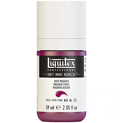 Afbeelding van Liquitex 1959300 Professional Soft Body Acrylverf Artist Paint met romige, ondoorzichtige consistentie, hoge pigmentatie, lichtecht en bestand tegen veroudering, fles van 59 ml donkermagenta