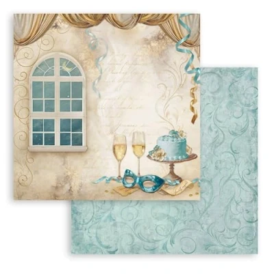 Afbeelding van Stamperia Scrapbook Sheets for Scrapbooks, Albums, Card Making, Bullet Journals and More, Acid Free, Double Sided, Perfect Crafts Gifting (Masquerade, Window) (30.5 x 30.5cm)