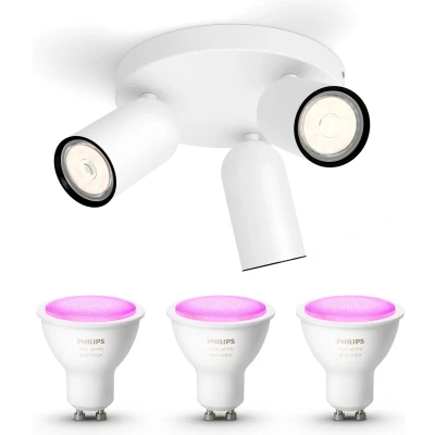 Afbeelding van Philips myLiving Pongee Opbouwspot White &amp; Color Ambiance GU10 3 Hue Lampen Wit en Gekleurd Licht Dimbare Plafondspots