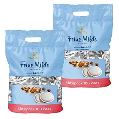 Afbeelding van Tchibo Maxipack Koffiepads, voorraadverpakking, fijn mild, 200 stuks 2 x 100 pads (koffie, mild met zachte roosteromen), duurzaam, geschikt voor Senseo machines