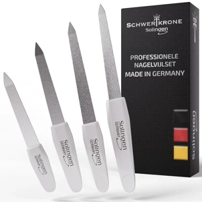Afbeelding van Schwertkrone Hoogwaardige nagelvijl/Solingen Set 4 delige saffiernagelvijl fijn/grof in maten/manicure en pedicure