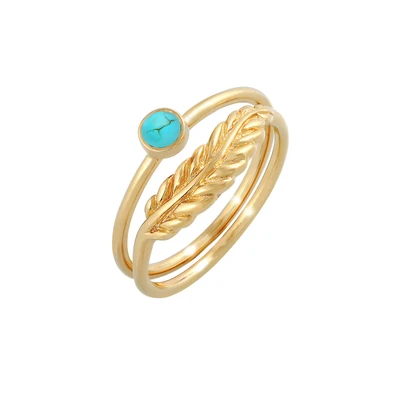 Afbeelding van Elli 2 PACK BOHO LOOK Ring goldcoloured, Dames, Maat: 54, Gold coloured