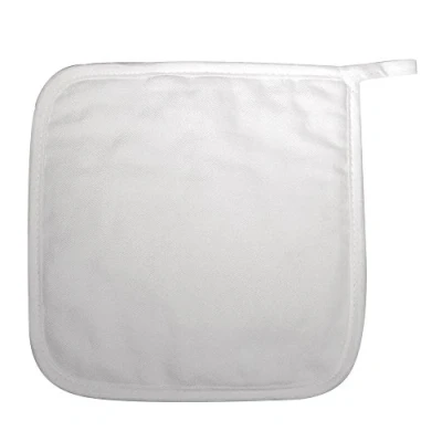 Afbeelding van Rayher 3833600 pannenlappen, 19 x cm, vierkant, wit, 2 stuks, wasbaar, bescherming bij het koken en bakken, ideaal om te beschilderen