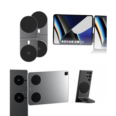 Afbeelding van Rolling Square Edge Pro Tablet Kit Magnetische en Mobiele Houder, Accessoire voor Smartworking Productiviteit, Compatibel met Magsafe, Alle Tablets Telefoons, Zilvergrijs