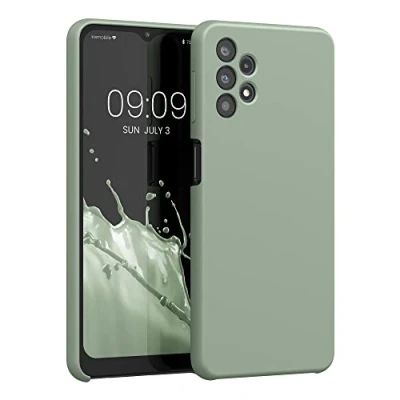 Afbeelding van kwmobile telefoonhoesje geschikt voor Samsung Galaxy A32 5G Hoesje met siliconen coating Smartphone case in grijsgroen