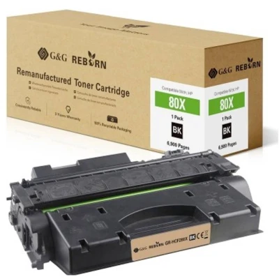 Afbeelding van G&amp;G Toner vervangt HP 80X Compatibel Zwart 6900 bladzijden Reborn remanufactured 21253