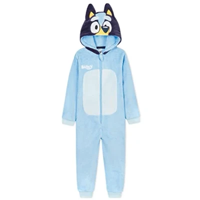 Afbeelding van Bluey Jumpsuit pyjama onesie meisjes jongens, blauw, 3 4 Jaar