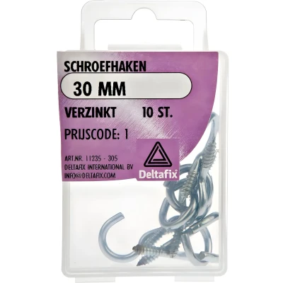 Afbeelding van Deltafix Schroefhaken verzinkt 30 mm 10 stuks