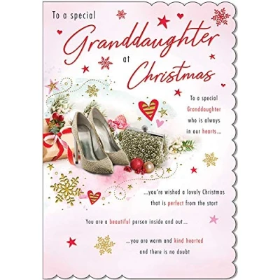 Afbeelding van Traditionele kerstkaart kleindochter 9 x 6 inch Piccadilly Greetings