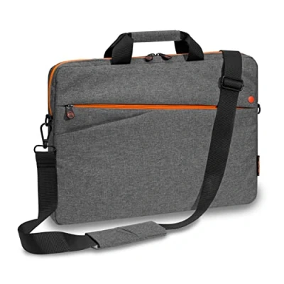 Afbeelding van PEDEA laptoptas &quot;Fashion&quot; notebooktas schoudertas 15,6 inch grijs/oranje