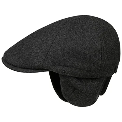 Afbeelding van Lipodo Thinsulate Wool Pet met Oorbescherming Heren wollen cap flat hat klep oorflappen voor Herfst/Winter S (55 56 cm) antraciet