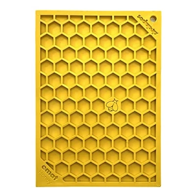 Afbeelding van Sodapup Lickmat Honeycomb Hondenvoerbak Geel Small