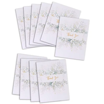 Afbeelding van UK Greetings Multipack van 10 Bedankkaarten voor hem/haar/vriend Botanisch ontwerp, 130mm x 100mm