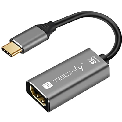 Afbeelding van Techly Adapter USB C naar HDMI 2.1 0,15m (USB Type C, 15 cm), Data + Video Adapter, Zwart