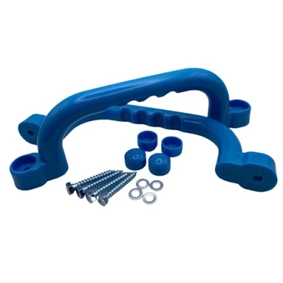 Afbeelding van HOQ 1 paar premium handgrepen 2 stuks hoogwaardige kunststof leuningen 240x75 mm voor paalhuizen, hoogslapers, speelhuisjes en speeltorens lichtblauw