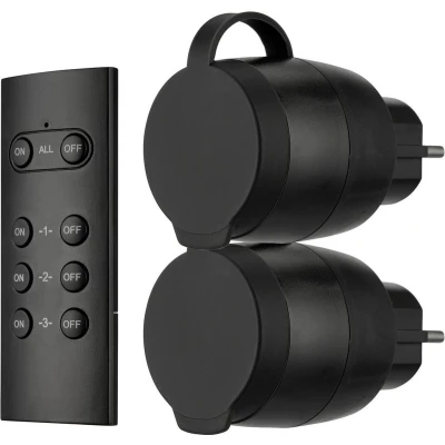 Afbeelding van REV Funkschalt Set IP44 Mini2+1 sw 0085600503 Draadloze schakelaarset 3 delig Buiten 3680 W