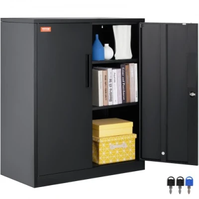 Afbeelding van VEVOR 3 laags archiefkast zijcontainer met 2 magneetdeuren, 90,72 kg draagvermogen per plank, afsluitbare opbergkast, metalen kast sleutels, voor kantoor, garage, woning, etc.