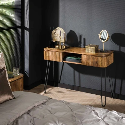 Afbeelding van Fraaai Sedona kaptafel 110 cm mangohout zandkleur Hout