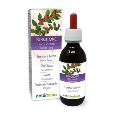 Afbeelding van Muizedoorn (Ruscus aculeatus) wortels Alcoholvrije moedertinctuur Naturalma Vloeibaar extract druppels 120 ml Voedingssupplement Veganistisch