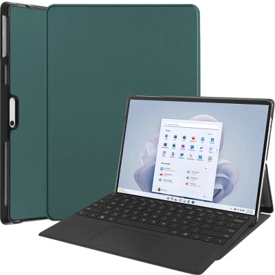 Afbeelding van Case2go Hoes geschikt voor Microsoft Surface Pro 10 13 inch Cover Book Case met Stand Functie Donker Groen
