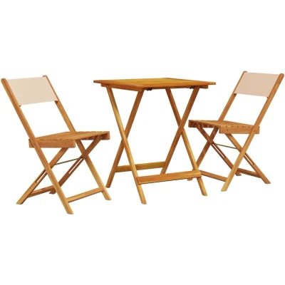 Afbeelding van vidaXL 3 delige Bistroset stof en massief hout beige