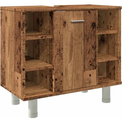 Afbeelding van Badkamerkast 60x32x53,5 cm bewerkt hout oud houtkleurig