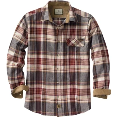 Afbeelding van Legendary Whitetails Heren Buck Camp Flanel, Lange Mouw Plaid Button Down Casual Shirt, Corduroy Manchetten, Cederhout Plaid, 3XL