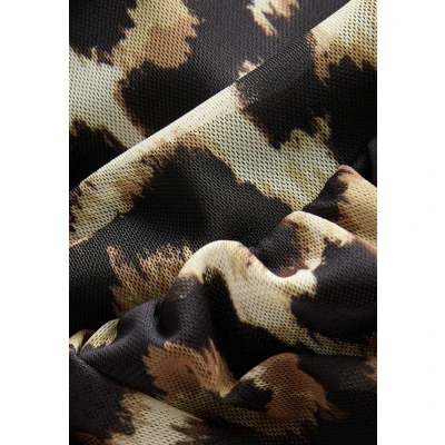 Afbeelding van Next Regular FIT LONG Sleeve DROP Waist Maxijurk, Dames, Maat: 40, Leopard print