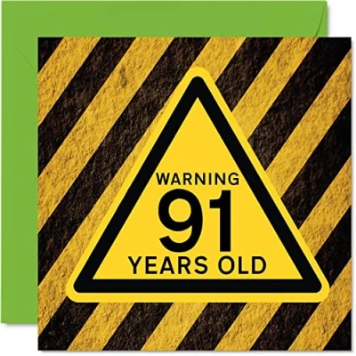 Afbeelding van Leuke 91e verjaardagskaarten voor mannen en vrouwen Waarschuwing Gelukkige verjaardagskaart overgrootvader opa Nanny oma Nan Gran papa mama, 145 mm x grappige humor grap wenskaarten