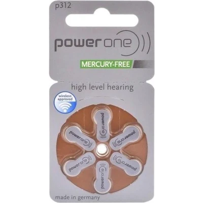 Afbeelding van Power One by Varta Gehoorapparaat batterijen 60 Stuks (10 Blisters a 6st) P312 / PR312 PR41