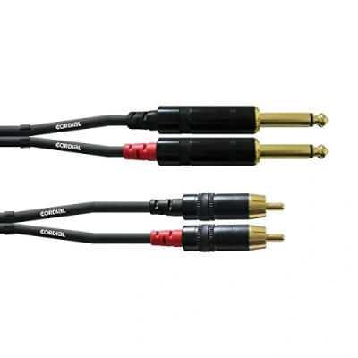 Afbeelding van Cordial CFU 6 PC Audio Adapterkabel [2x Jackplug male 6,3 mm 2x Cinch stekker] 6.00 m Zwart