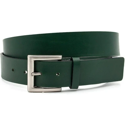 Afbeelding van JV Belts heren jeansriem Groen riem 4 cm breed Echt Leer Taille: 110cm Totale lengte riem: 125cm
