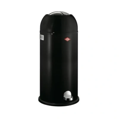 Afbeelding van Wesco Kickmaster Maxi Afvalbak in de kleur zwart, gepoedercoat plaatstaal, ingebouwde demper, 40 liter volume, grote inworp
