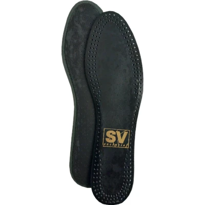 Afbeelding van SV Exclusief Lederzool Zwart Leren Inlegzool Latex Schuim Vochtopnemend en Schokdempend Maat 47/48