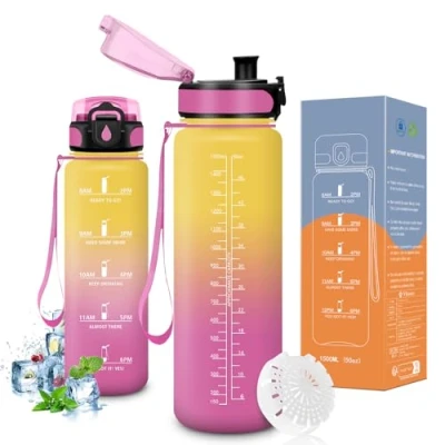 Afbeelding van Vikaster drinkfles fitness, 1500 ml, grote drinkfles, geschikt voor koolzuurhoudende dranken, lekvrij, sportfles outdoor