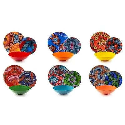 Afbeelding van Excelsa Ghana Bordenservies, 18 delig, porselein en aardewerk, meerkleurig, voor 6 personen