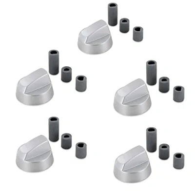 Afbeelding van Dekarox 5 x draaiknoppen, set van 42 mm Ø met adapters 6 en 8 mm, universeel voor kookplaat, gasfornuis, oven