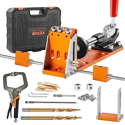 Afbeelding van VEVOR Pocket Hole Jig Kit Drie Zakgaten met Sleutel &amp; Square Drive Bits, Drevelhulp Boormal voor het boren van en Schuine Gaten, Boorhulp Houtbewerking