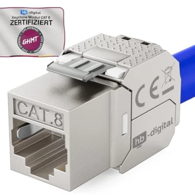 Afbeelding van HB DIGITAL 1x CAT 8.1 Keystone Jack RJ45 Module LSA naar bus STP 2000MHz 40 Gbit/s inbouwbus voor 5e/6/6a/7 Ethernet LAN netwerkkabel patchpaneel netwerkaansluiting