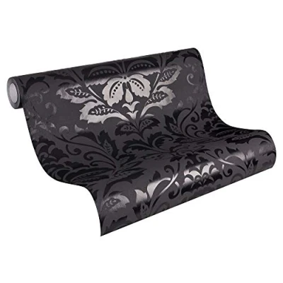 Afbeelding van BAROK ORNAMENTEN BEHANG Klassiek zwart mat en glans A.S. Création Black&amp;White 4