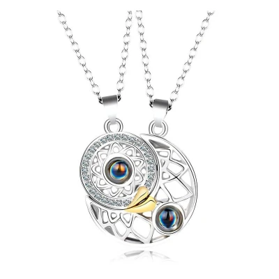 Afbeelding van Bixorp Friends BFF Ketting voor 2 met &quot;I Love You&quot; in 100 talen! Zilverkleurig Rondje Stainless Steel Vriendschapsketting Meisjes Best Vriendschap Cadeau Twee
